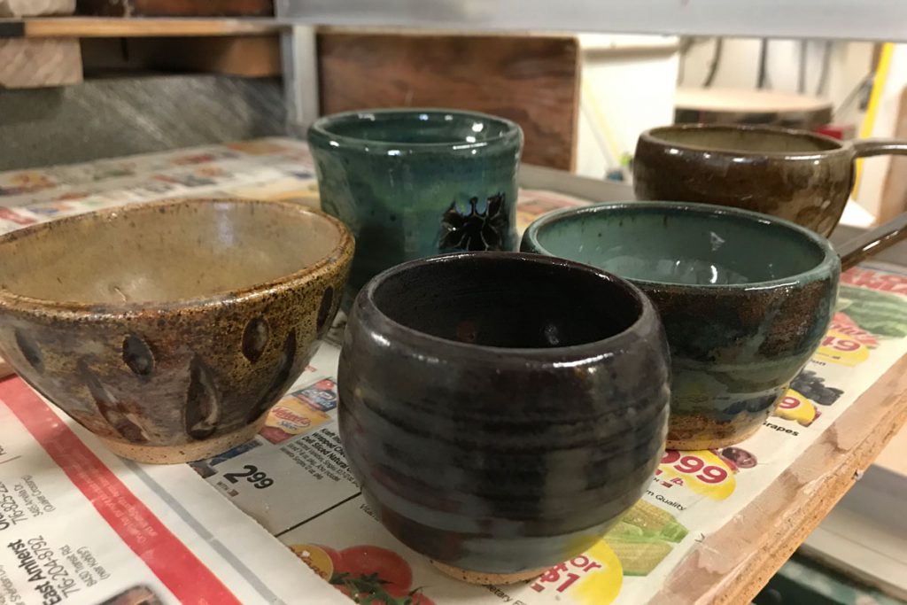 stoneware pieces after the glaze fire