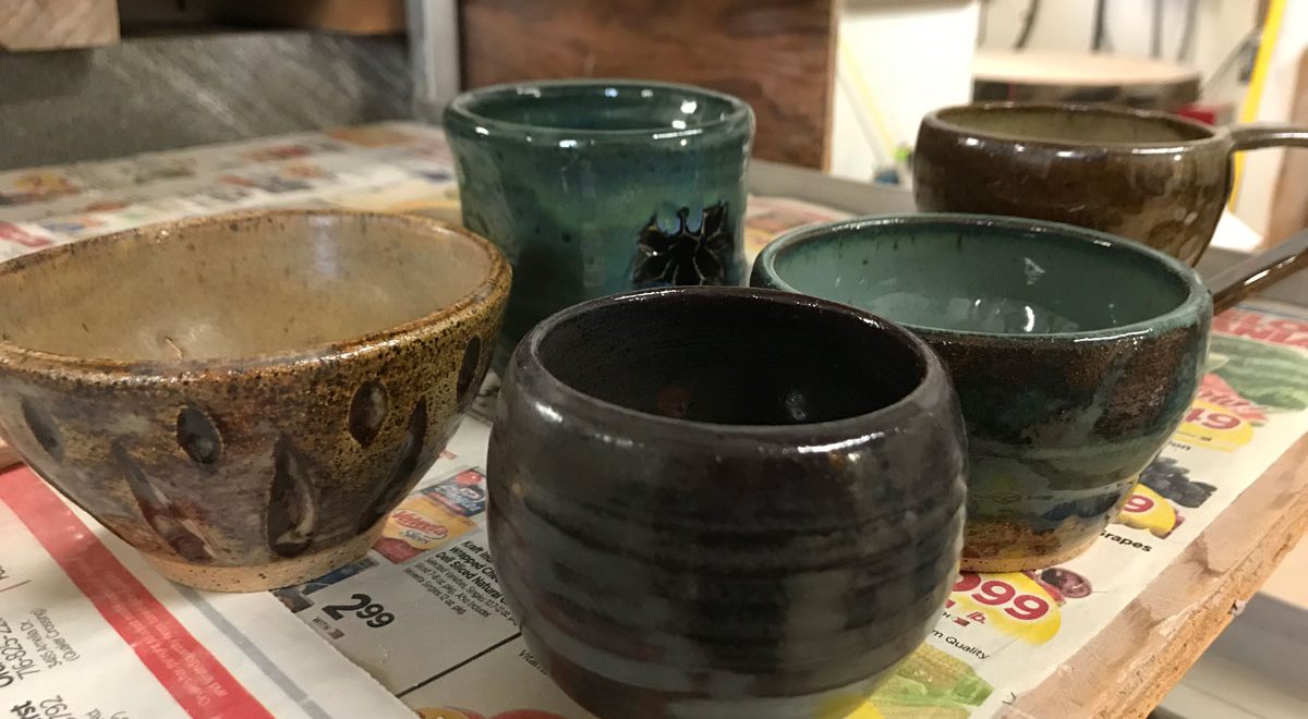 stoneware pieces after the glaze fire