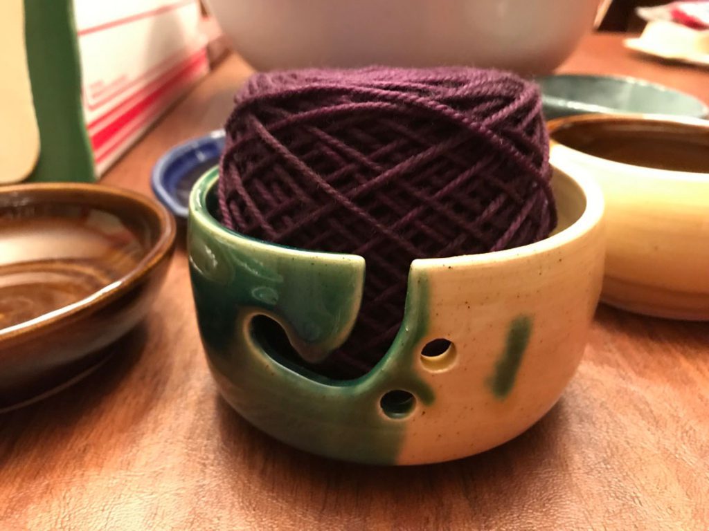 stoneware hand thrown yarn bowl